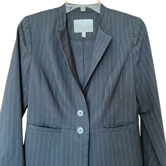 Classiques Entier Black Pin Stripe 2 Button Wool Blazer Women's Size 8 - Picture 4 of 7